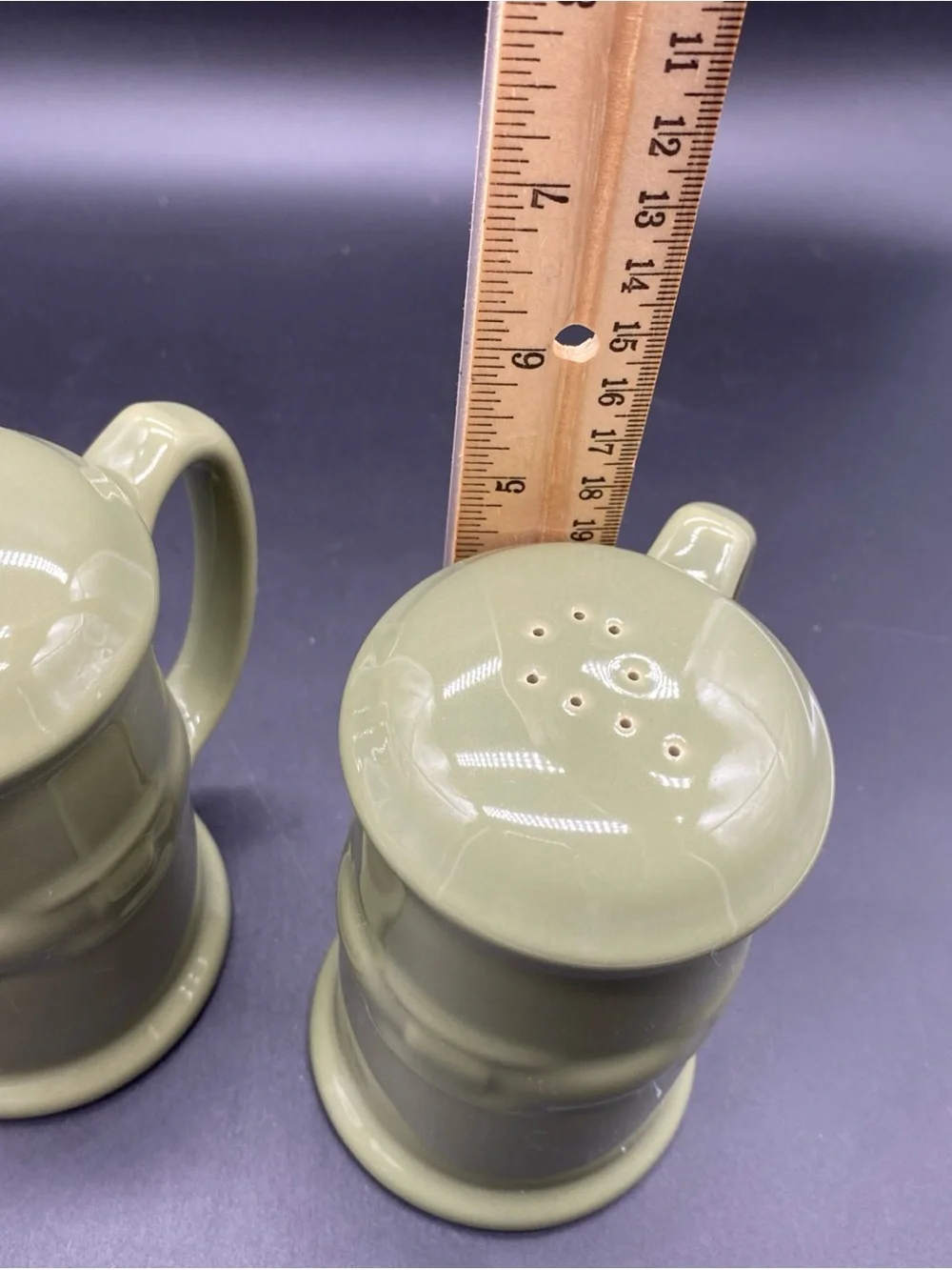 Sage Green Longaberger Salt And Pepper Shakers